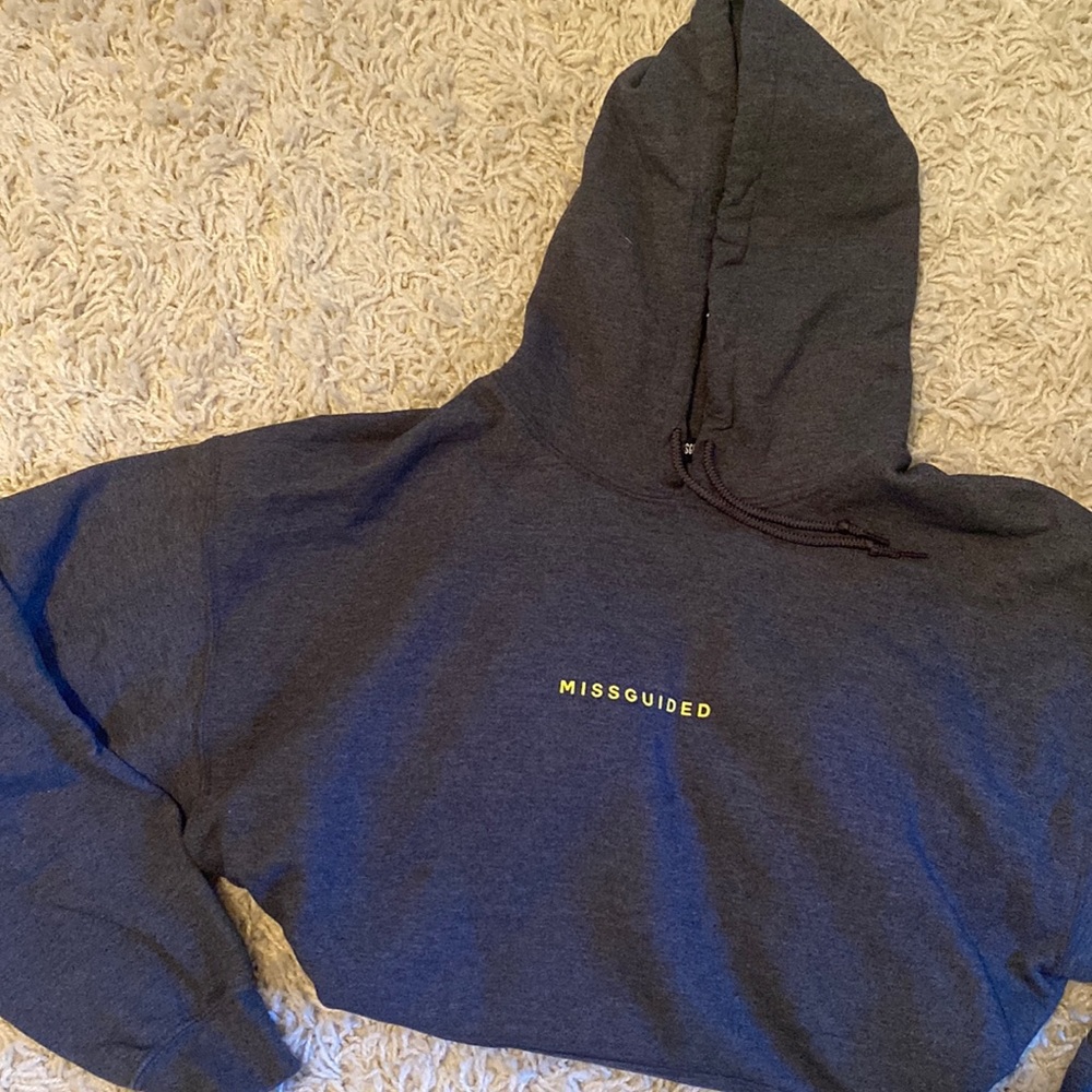 Missguided charcoal grey hooded sweatshirt